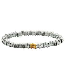sterling Silver Plain Links Bracelet with 9ct Gold Links