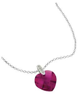 sterling Silver Raspberry Semi Precious Stone Heart Pendant