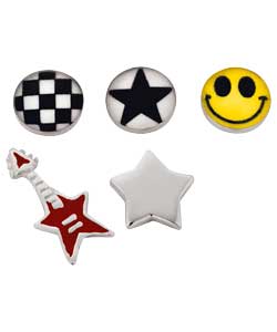 Sterling Silver Rock Star Stud Earrings - Set of 5