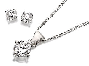 Sterling Silver Round Solitaire Cubic Zirconia