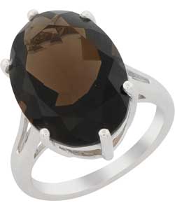 Sterling Silver Smokey Quartz Ring - Size P