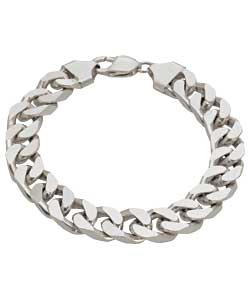 Silver Solid Mens Diamond Cut Curb