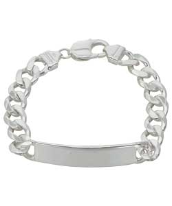 Silver Solid Mens Identity Bracelet