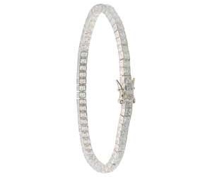 sterling Silver Square Cut Cubic Zirconia Tennis Bracelet