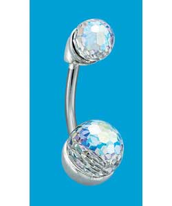 Silver Surgical Steel Crystal Ball Body Bar