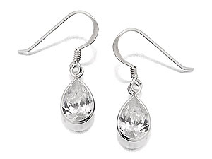 Sterling Silver Teardrop Cubic Zirconia Drop