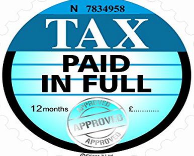 Sticar-it Ltd Retro Blue Tax Disc Replacement TAX PAID IN FULL Funny Vinyl Car Sticker Decal 75x75mm approx.