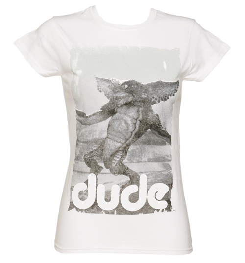 Ladies White Dude Gremlins T-Shirt