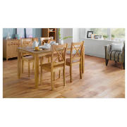 Dining Table & 4 Chair Set, Oak Veneer