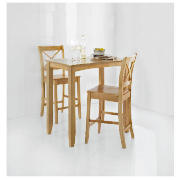 Solid Wood Bar Table & Stools Set, Oak