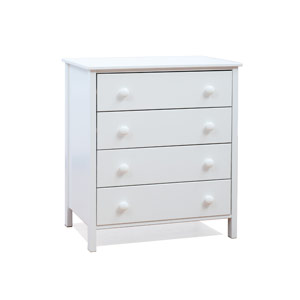 Stompa , Classic Kids, White 4 Drawer Chest