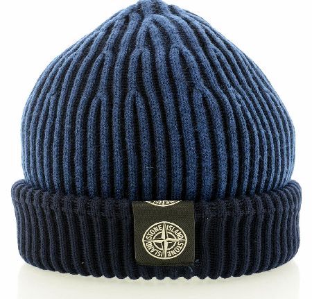 Stone Island Contrast Compass Logo Beanie Navy