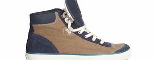 Khaki canvas high-top trainers