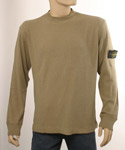 Stone Island Mens Khaki with Black Stripes on Back of Neck Cotton Mix Sweater