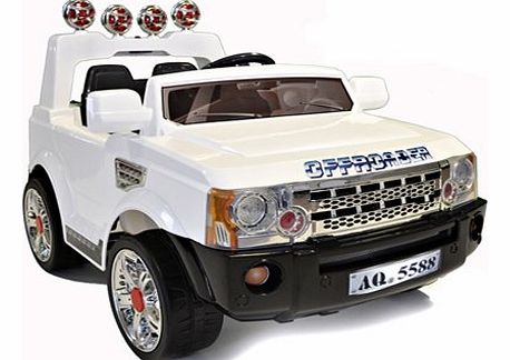 Storm 12V White Hurricane Kids Electric Ride On Jeep 4X4