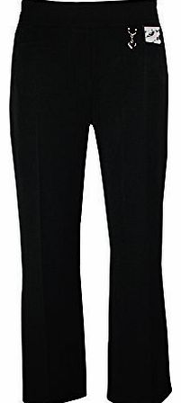 Strech Girls Trousers Heart Stretch Black 11/12 Yrs