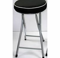 Studio Compact Round Black Padded Folding Stool