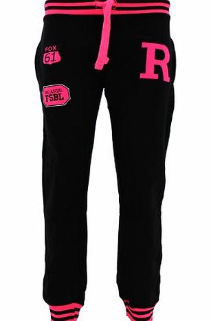 Style Divaa Ladies Baseball Tracksuit Jogging Bottoms In Black amp; Fuschia Size LARGE (UK 12)