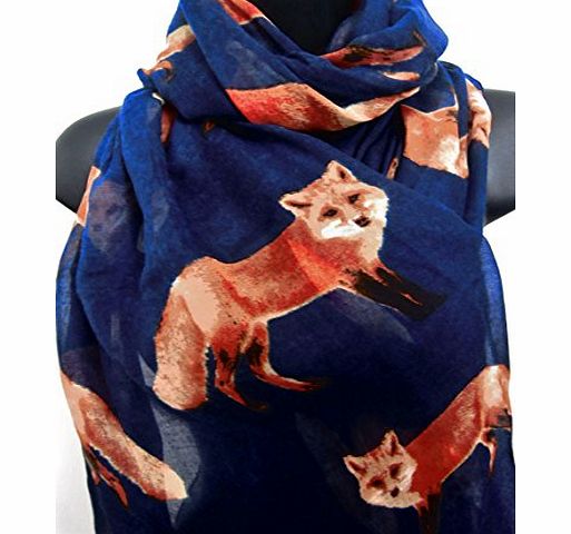 Sufias Rainbow Accessories Large Fox Print Scarf Celebrity Oversize Ladies Fashion Retro Animal Chick