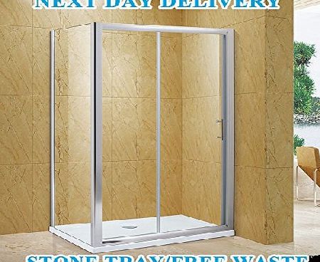 1400x760mm Sliding Glass Panel Shower Enclosure Cubicle Screen Door+Tray NEXT DAY DELIVERY