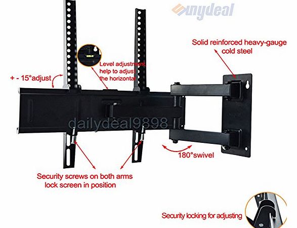 Sunydeal Swivel TV Wall Mount Bracket Fit Dell KDS LG Samsung Vizio Sony Sharp AQUOS 26`` - 47`` LCD LED Monitor Flat Panel Display TV VESA