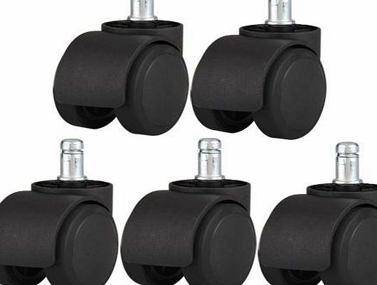 Super Deal Genie 5 x Replacement Office Computer Chair Stem Swivel Castors Casters Wheels Black