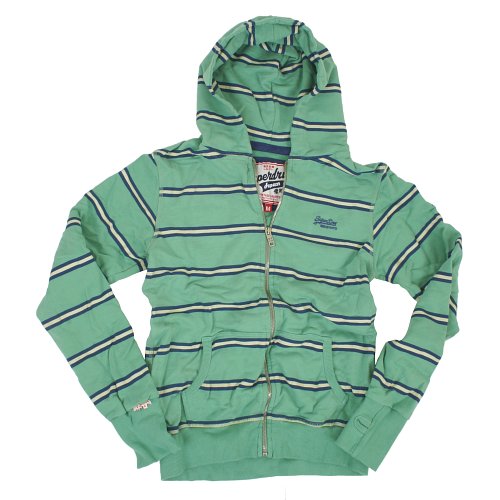 Superdry Ladies Superdry Stripe Entry Zip Hoody Soft Green/blue