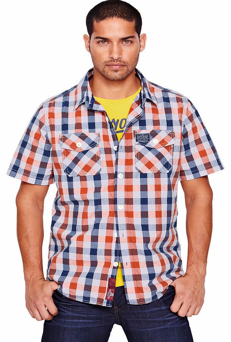 Short Sleeve Checked Mens Shirt