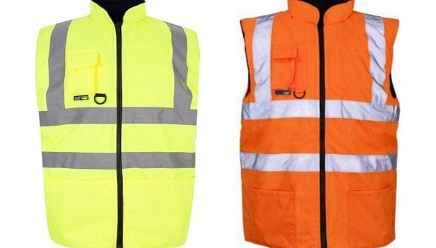 SuperTouch HI VIS HIGH VIZ VISIBILITY SAFETY WORK REVERSIBLE FLEECE BODY WARMERS, WAISCOATS. (MEDIUM, YELLOW)