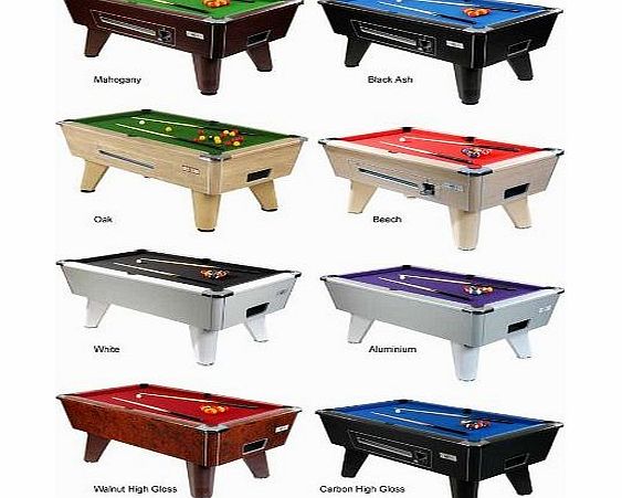 Supreme Superpool Winner Slate Bed Free Play Pool Table Oak Veneer Finish Green Speed Cloth - 7 x 4