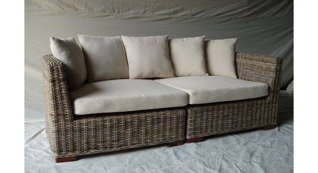 Sustainable Furniture UK Ltd Sustainable Furniture Natural Wicker 2 Sectional Puri Sofa