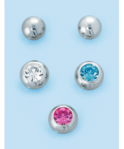 Swarovski Crystal and Plain Stainless Steel Body Bar Balls