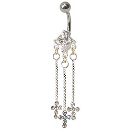 Swarovski Crystal Silver Navel Ring