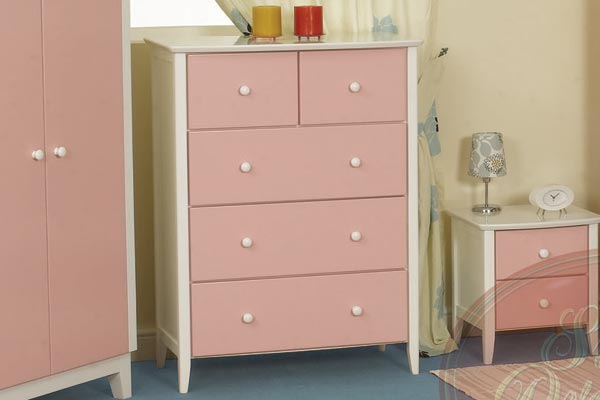 Sweet Dreams Beds Kipling Pink 5 Drawer Chest