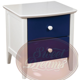 Kipling 2 Drawer Bedside Cabinet in Blue and White finished Rubberwood