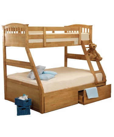 Shaker Natural Oak Finish Three Sleeper Bunk Bed