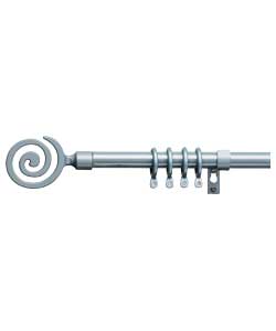 SWIRL Metal Curtain Pole Set - Silver