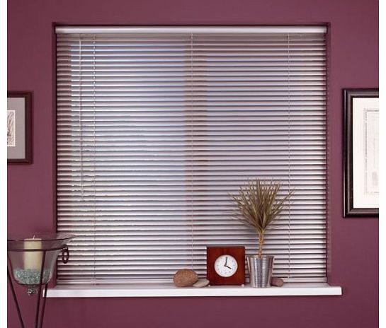 Avensys Cordless Metal 25mm Aluminium Venetian Blind, Platinum, W120 x D160 Cm