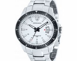 Swiss Eagle Mens Battalion Silver Steel Bracelet