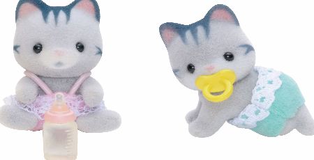 Sylvanian Families Grey Cat Twin Babies