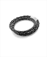 Blk Dbl Leather Bracelet 41cm