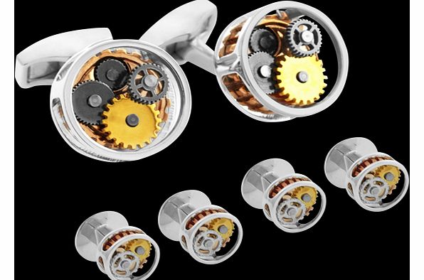 Mechanical Gear Cufflinks and Stud