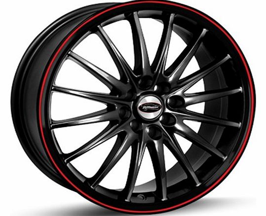 Team Dynamics R2KR770455108112-A JET Alloy Wheels, Black Gloss/ Red Line, Size : 17 x 7