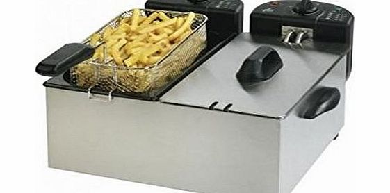 Team Efbe Schott F27M Stainless Steel Double Deep Fat Fryer, 1 Year Warranty, 6 Litre