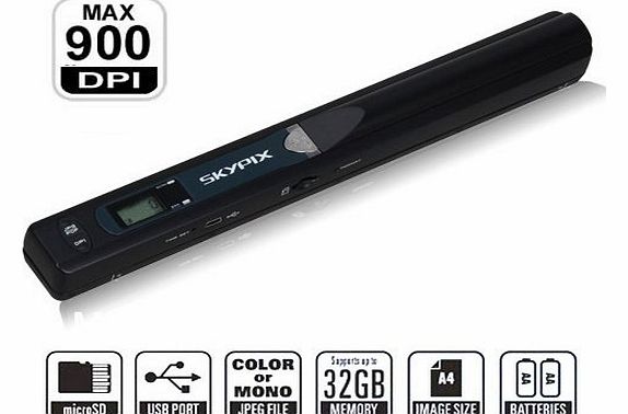 TechCode 2014 Mini Cordless Handheld Scanner 900DPI Resolution - A4 Photo Handy Scan (415 Black)