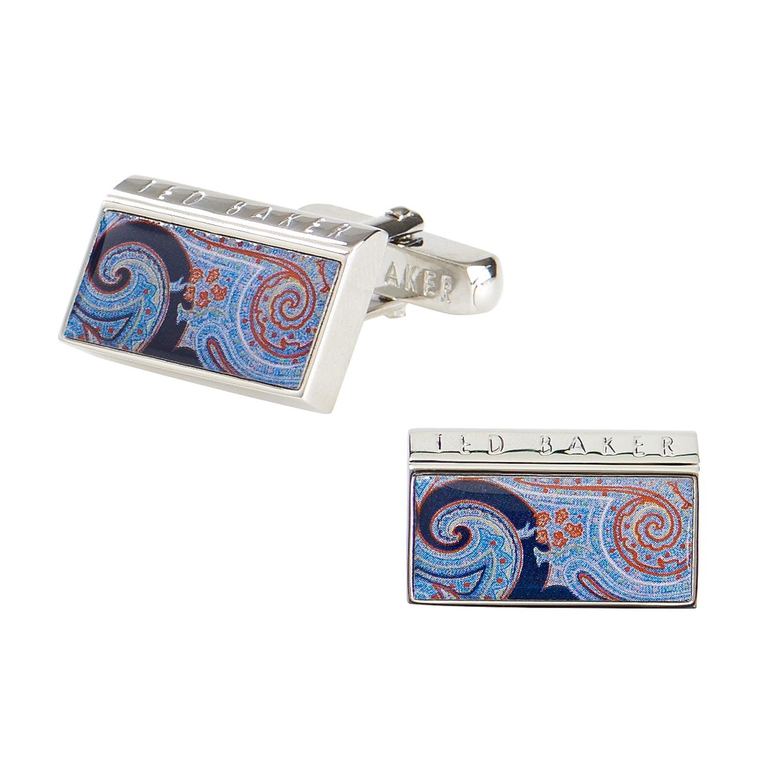 Petrol Blue Paisley Insert Cufflinks