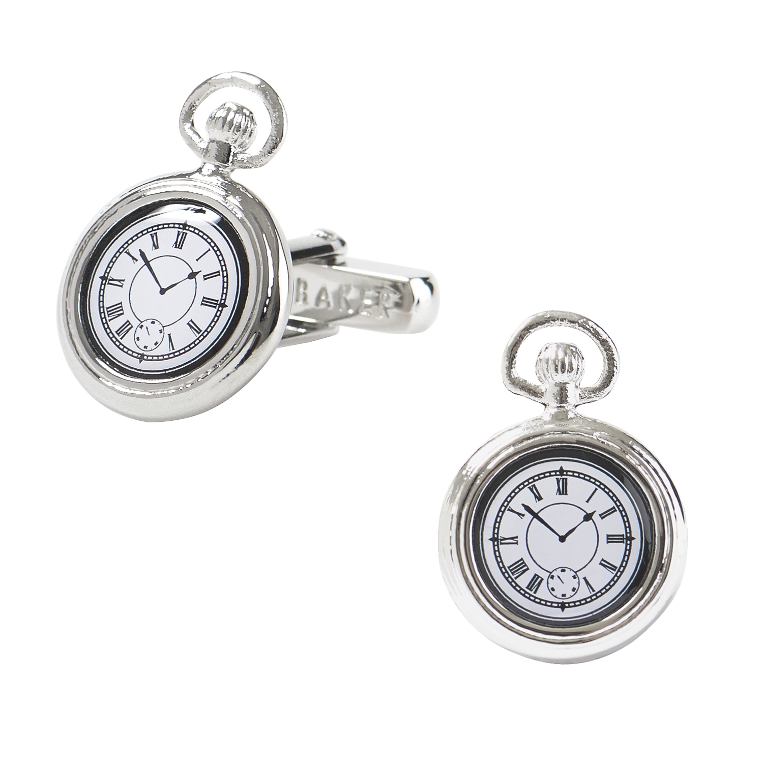 Silver Clock Print Cufflinks