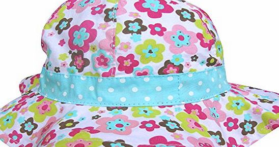 TeddyTs Baby Girls Bucket Style Pretty Floral Summer Sun Beach Hat (12-18 Months (50cm), Retro Flowers)