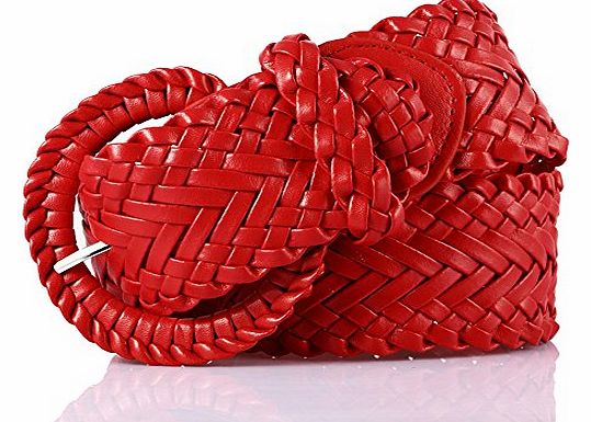 Tedim - Womens Woven Braid Faux Leather Wide Belt Stylish Fashion Plaited