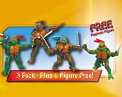 TEENAGE MUTANT NINJA TURTLES tmnt triple pack and free figure